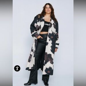 Nasty Gal Cow Print Trench Coat Size 22